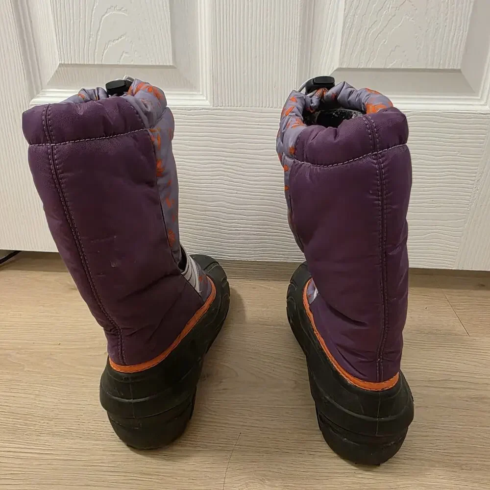 Sorel‎ Black Purple Floral Waterproof Wool Liner Outdoor Snow Boots Size 7